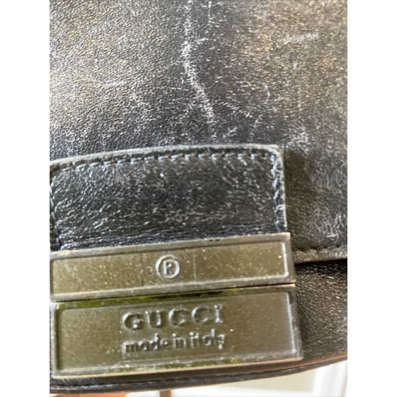 Gucci vintage black leather Shoulder Handbag inside zip pocket 0013347002058 - Picture 2 of 12